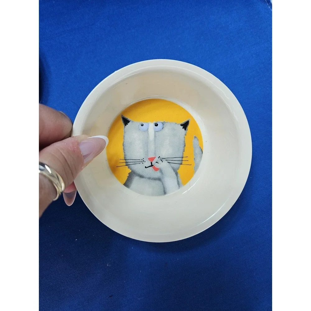 2 Whisker City Cat Dish MEOW 3D Silhouette Debi Hron Gibson Whimsical Bowl